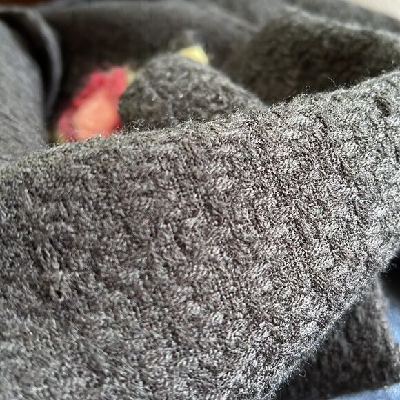 Monkey Wear vintage VTG tweed blazer suit coat jacket crochet flower black - Picture 12 of 12